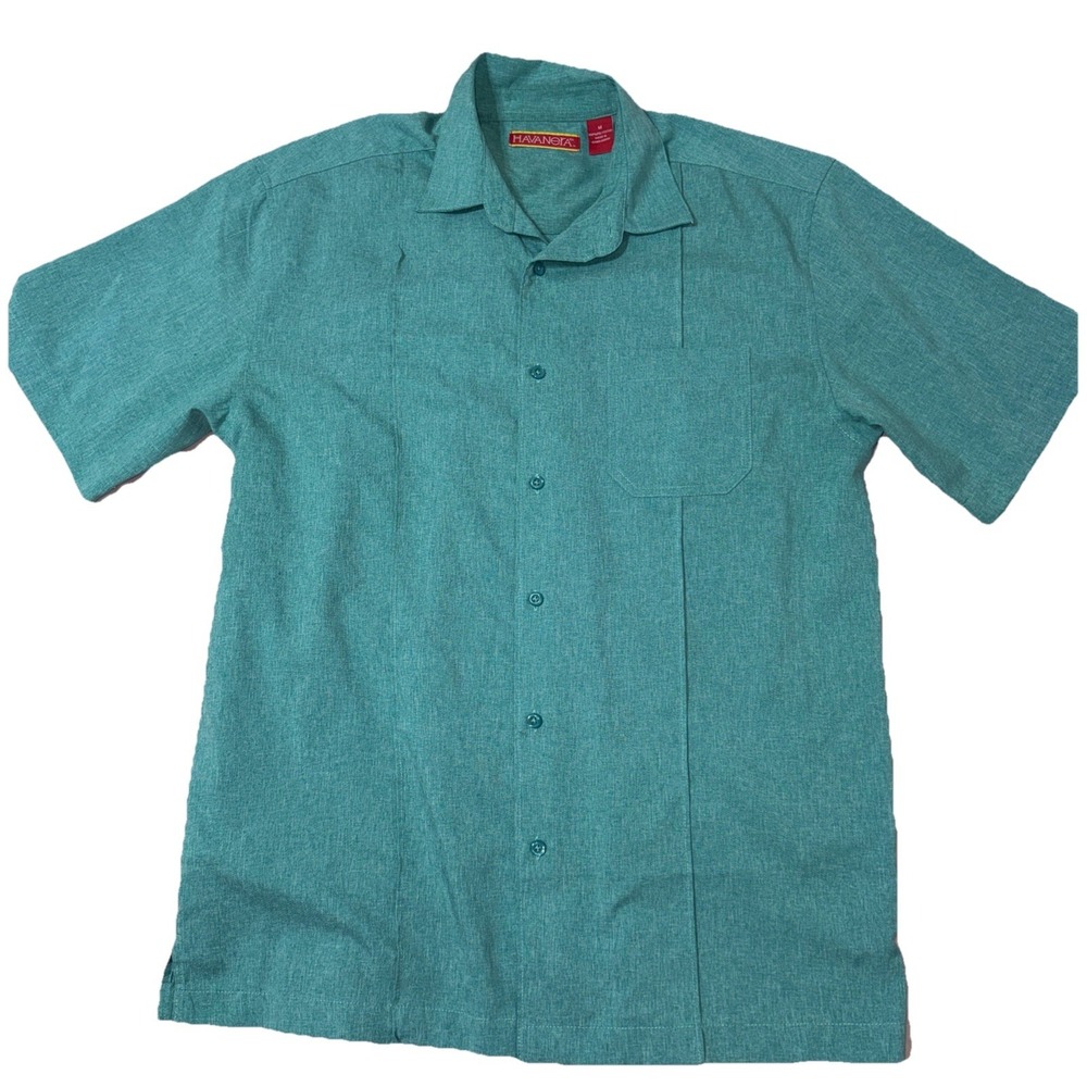 The Havanera Co Mens Shirt Size Medium Casual Teal Sleeve Button Front